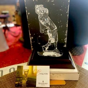 Vintage Waterford crystal male golf figurine original boxes & wood/velvet stand